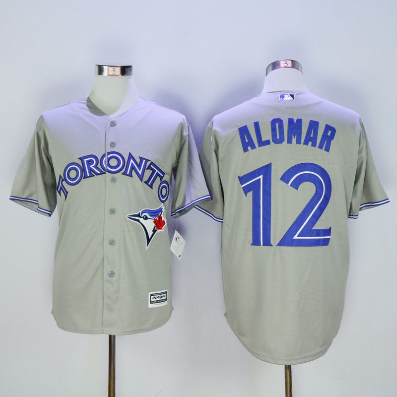 Men Toronto Blue Jays #12 Alomar Grey MLB Jerseys->toronto blue jays->MLB Jersey